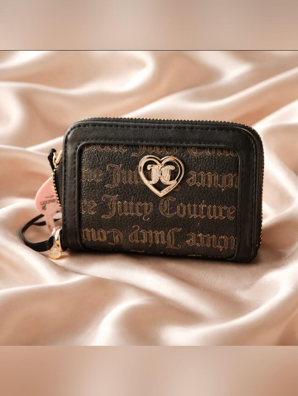 Juicy Couture Black Wallet with Gold Heart Logo